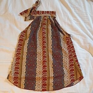 Papaya Red and Blue Patterned Blouse